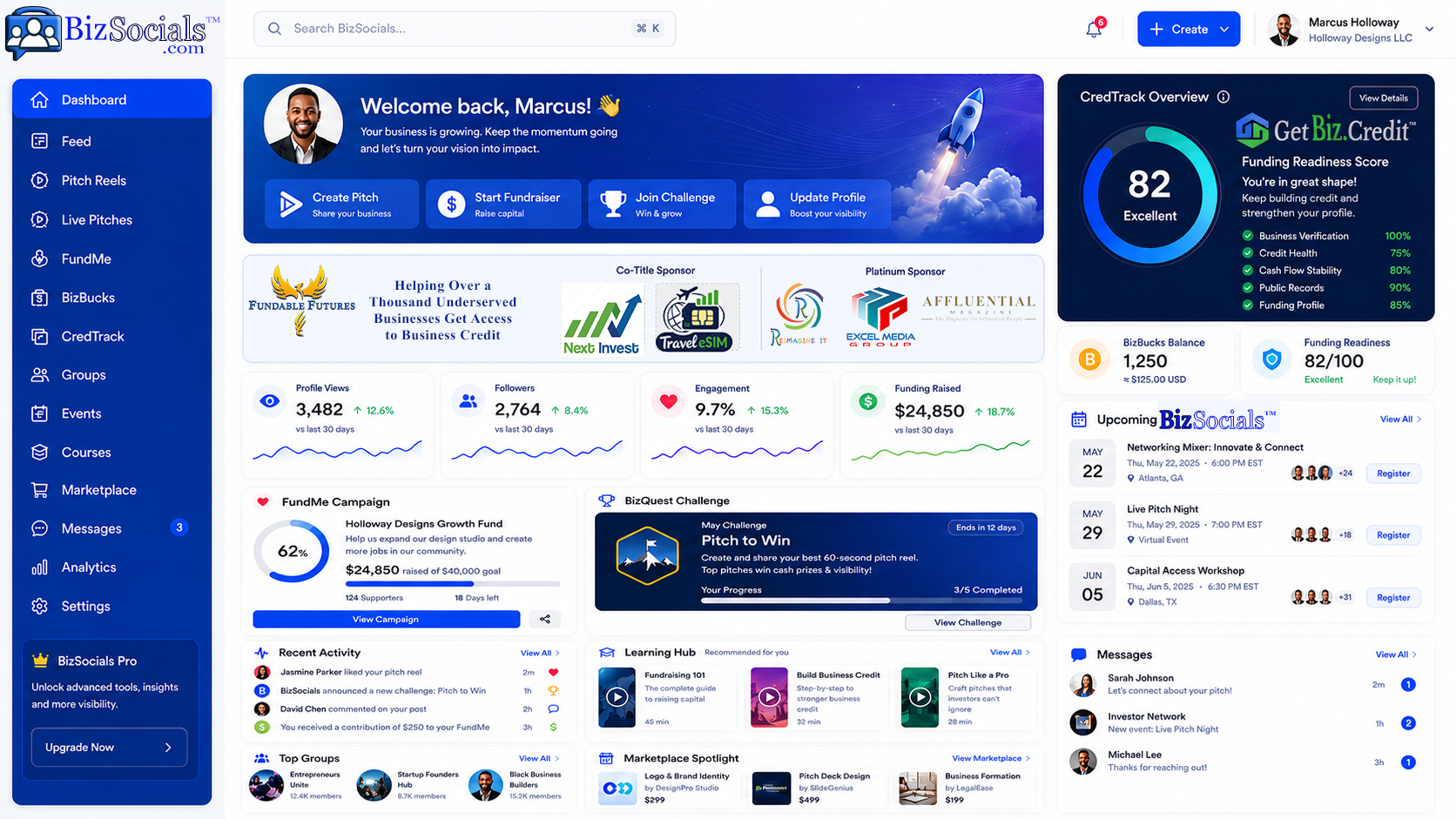 BizSocials dashboard preview